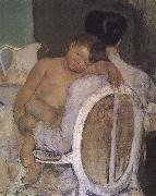 Mother holding the kid Mary Cassatt